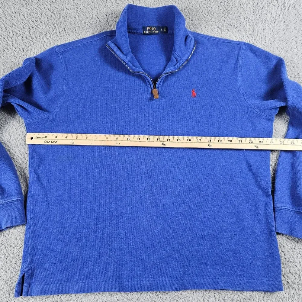 Polo Ralph Lauren Sweater Mens Large Blue 1/4 Zip Pullover Casual Golf Preppy